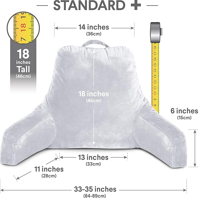 Husband Pillow Light Grey, Original Reading Pillow in Bed Rest Chair, Shredded - Image 4