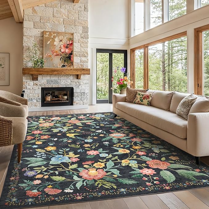 Amada 6x9 Area Rugs, Non-Slip & Low-Profile Living Room Rug by AMADAHOMEFURNISHING