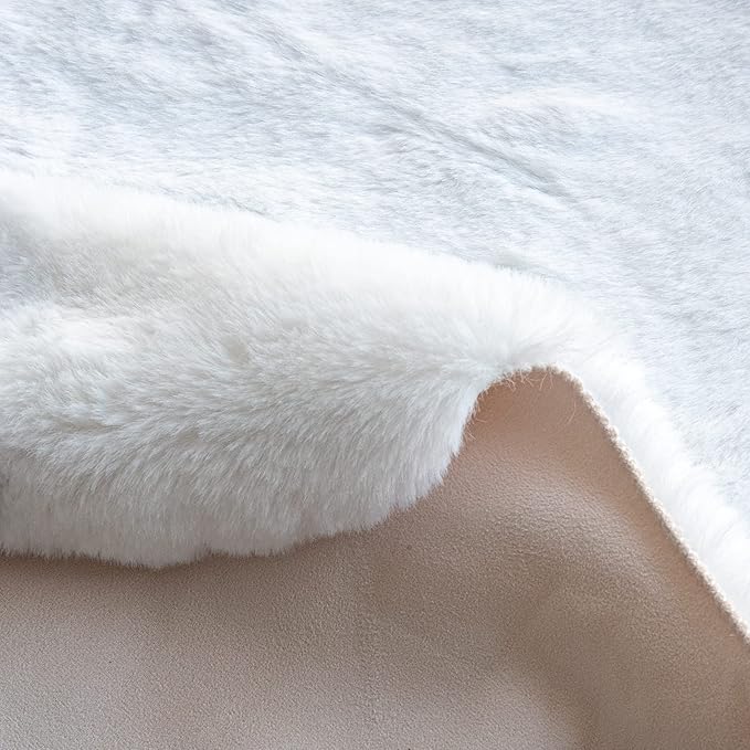 White Round Shag Rugs 6ft Faux Rabbit Washable Fur Area Rugs - Image 7
