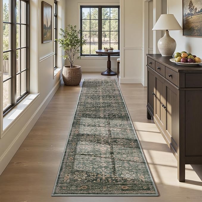 MontVoo-Vintage 2x10 Runner Rug-Soft Green Washable Runners - Image 4