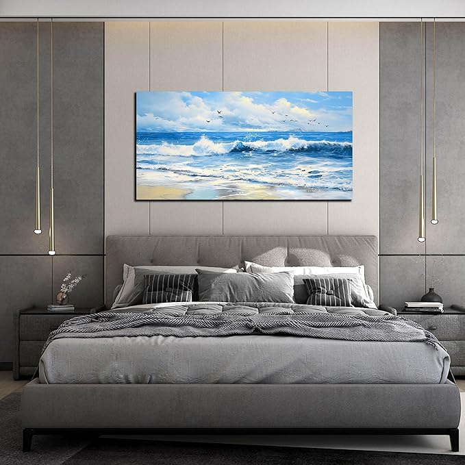 ENTANUB Ocean Wall Art for Bedroom, Sea Wave Wall-Decor for Living Room - Image 4