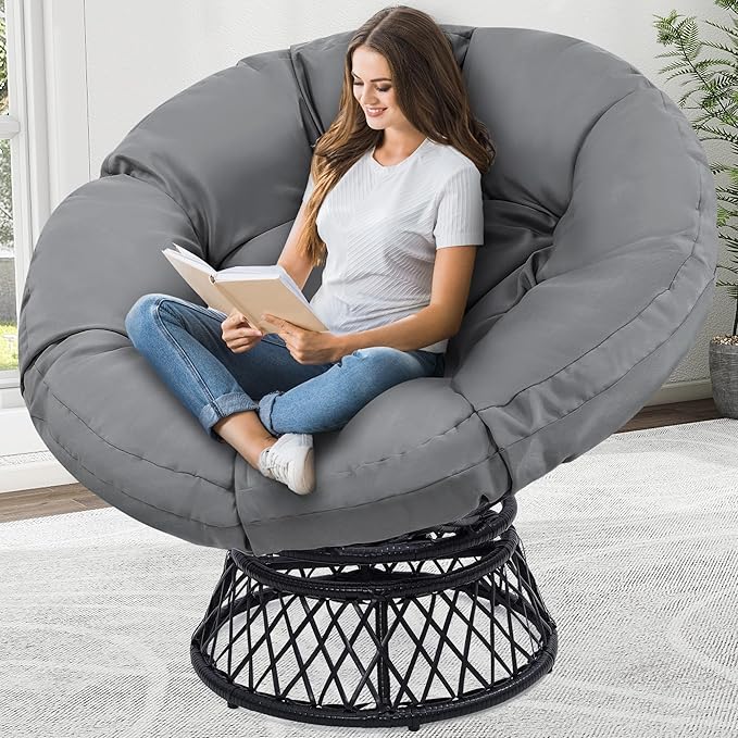 46" Giant Oversized Rattan Papasan Chair by KROFEM