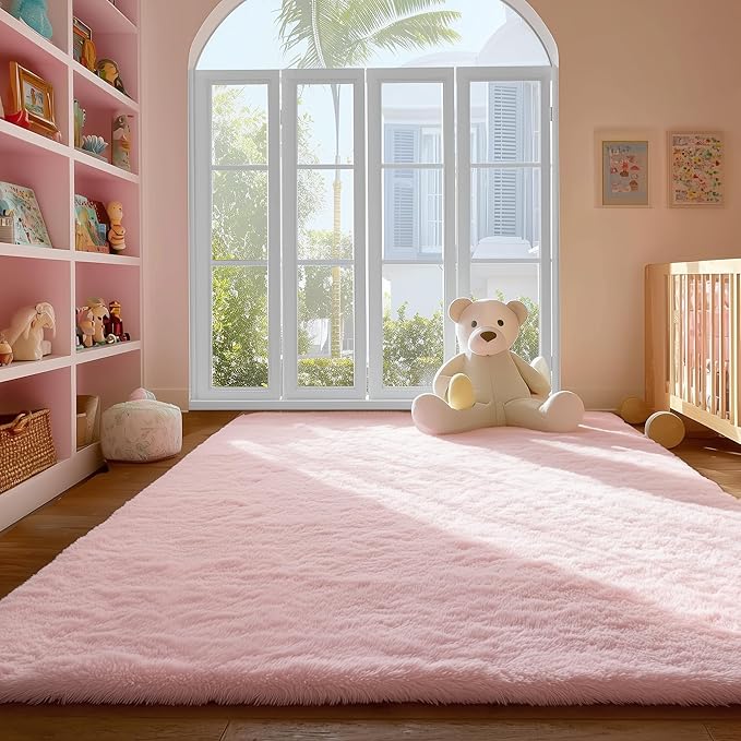 PAGISOFE 3x5 Pink Fluffy Shag Area Rugs - Image 7