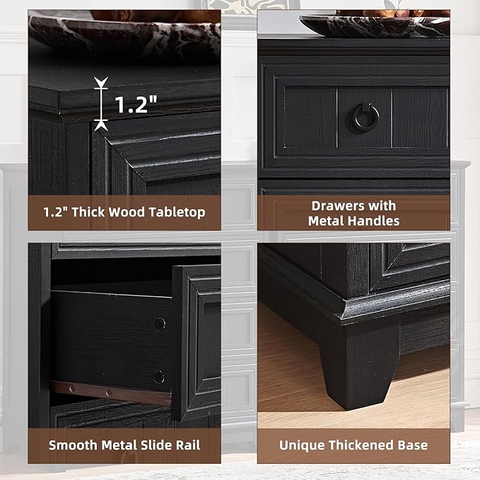 Farmhouse 4 Drawer Dresser for Bedroom, Rustic Wood Dresser - Image 5