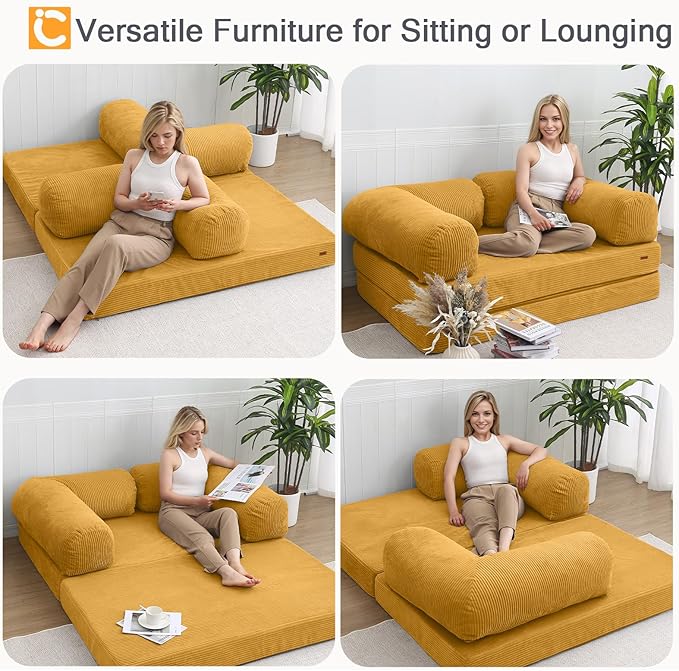 COMAX Folding Sofa Bed, 4-in-1 Convertible Foldable Floor Couch Futon Sofa - Image 5