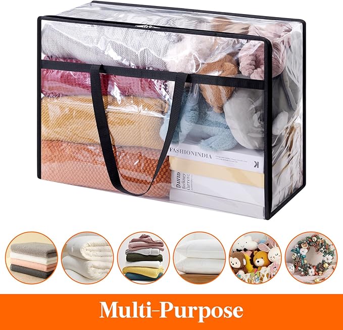 Lifewit 4 Pack Clear Clothes Storage Bags, 60L Plastic Blanket Storage Bag - Image 5