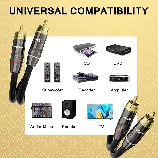 RCA Cable 6 FT, 2RCA to 2RCA Stereo Audio Cable, 【Zinc Alloy Shells, - Image 6