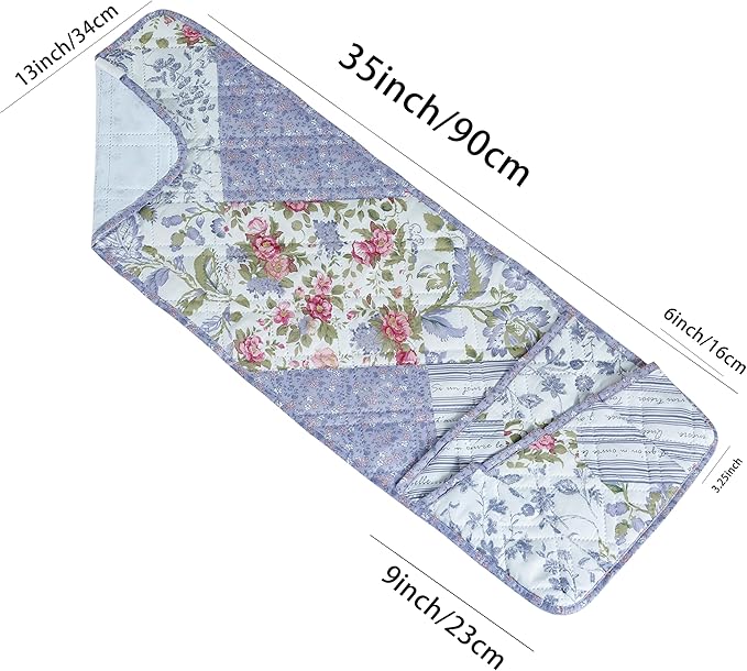 Brilliant Sunshine Rose Violet Patchwork Couch Armrest 5 Pockets Organizer - Image 5