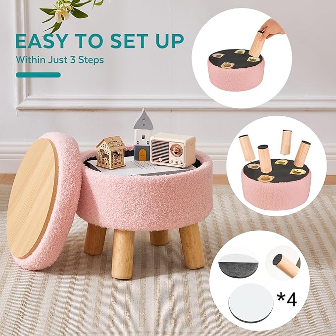 FIMIVIBI Small Foot Stool Ottoman - Image 4