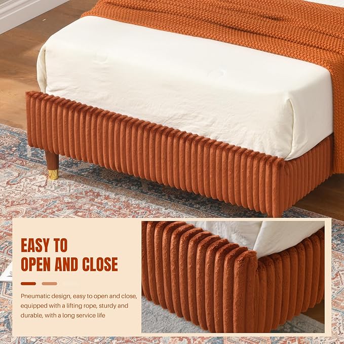 PINJU Twin Size Bed Frame, Upholstered Platform Bed - Image 7