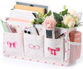 Pink Bow Bedside Caddy, Cute Bow Bedside Organizer, Bed Rail by Bulyoou