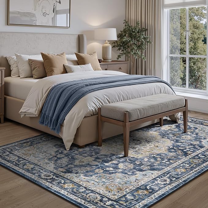 PADOOR 9X12 Area Rug, Rugs for Living Room, Soft Blue Rugs for Bedroom - Image 4