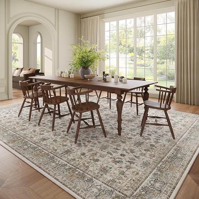 Washable 10x14 Area Rugs for Living Room, Boho Non-Slip Vintage Distress Large - Image 3