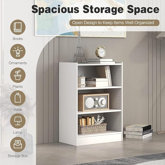 LOKO 3-Tier Open Bookcase Set of 2, Modern 3-Cube Bookshelf - Image 8
