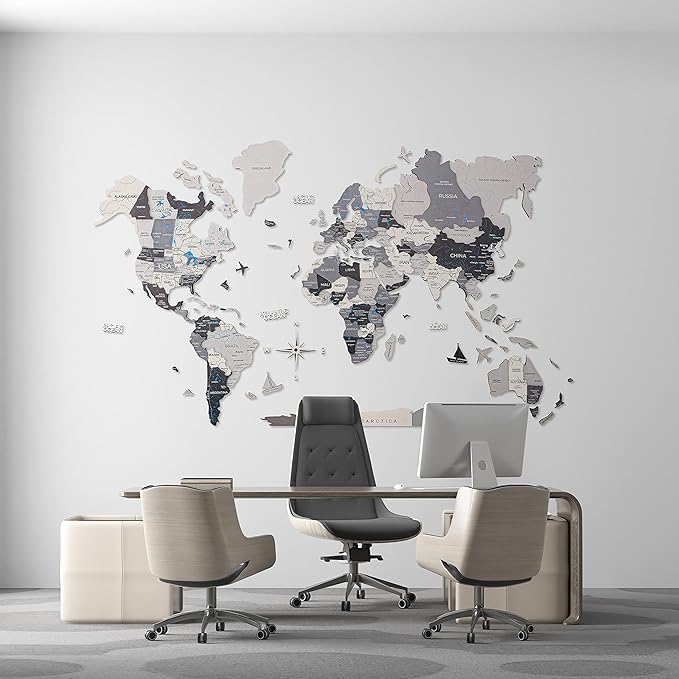 Handmade 3D Wood World Map Wall Art Large Wall Decor Track Your World Travels - Image 3