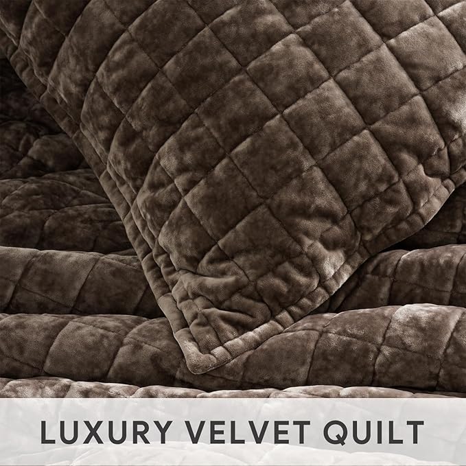 RECYCO Luxury Velvet Quilt Set Full Queen Size Bedding Sets, Ultra Soft Velvet - Image 5