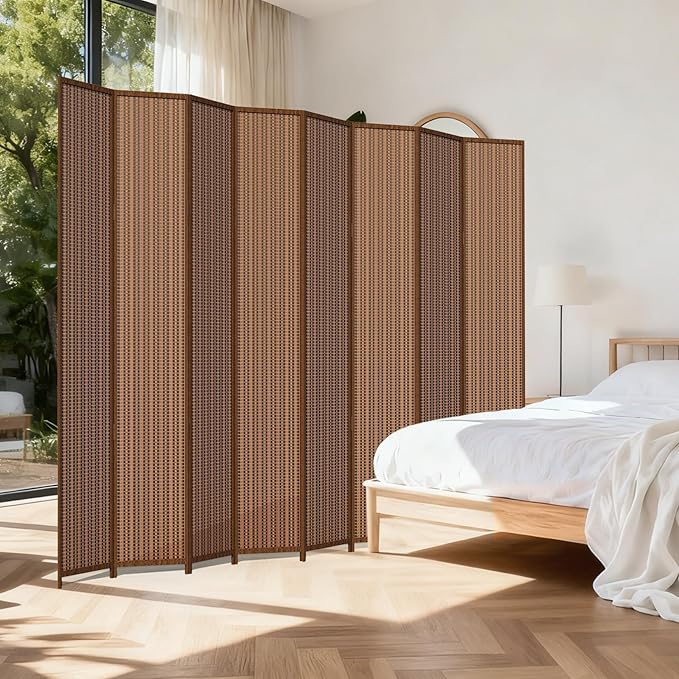 8 Panel Room Divider and Extra Wide Folding Privacy Screen, Bamboo Room Divider - Image 8