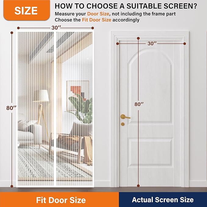 Magnetic Screen Door, Heavy Duty Door Screen Magnetic Closure Keep Bugs Out - Image 3