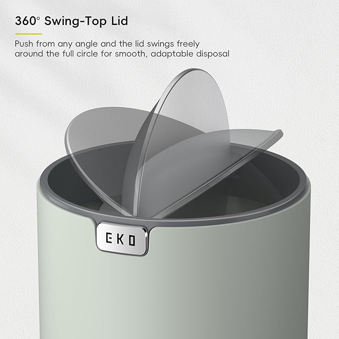 EKO Mini Desk Trash Can with Swing-Top Lid 0.4 Gallon Small Table Round - Image 4
