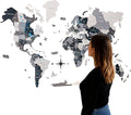 Handmade 3D Wood World Map Wall Art Large Wall Decor Track Your World Travels by Awesometik