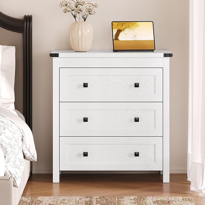3-Drawer Dresser, Small Wooden Chest of Drawers - Image 3