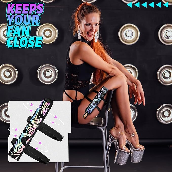 Summer Rave Fan Thigh Holster Rave Fan Holder Folding Hand Pouch Foldable - Image 4