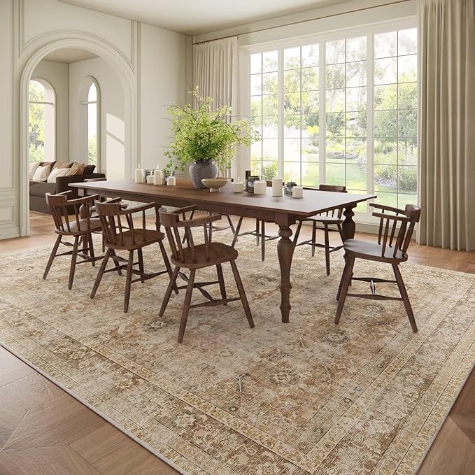 Washable 10x14 Area Rugs for Living Room, Boho Non-Slip Vintage Distress Large - Image 3