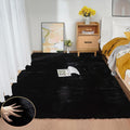 Black Fluffy Rug 5x7 Area Rugs for Bedroom Fuzzy Rabbit Washable Fur Rugs for by ORINOVA