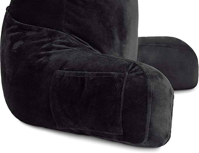 Husband Pillow Black, Original Reading Pillow in Bed Rest Chair, Shredded - Image 7