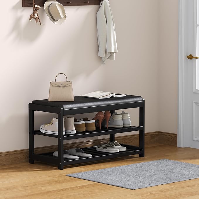 Shoe Bench Entryway, 100% Solid Solid Wood Shoe Rack Bench - Image 8