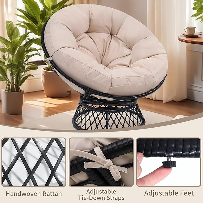 46" Giant Oversized Ergonomic Rattan Papasan Chair - Image 4