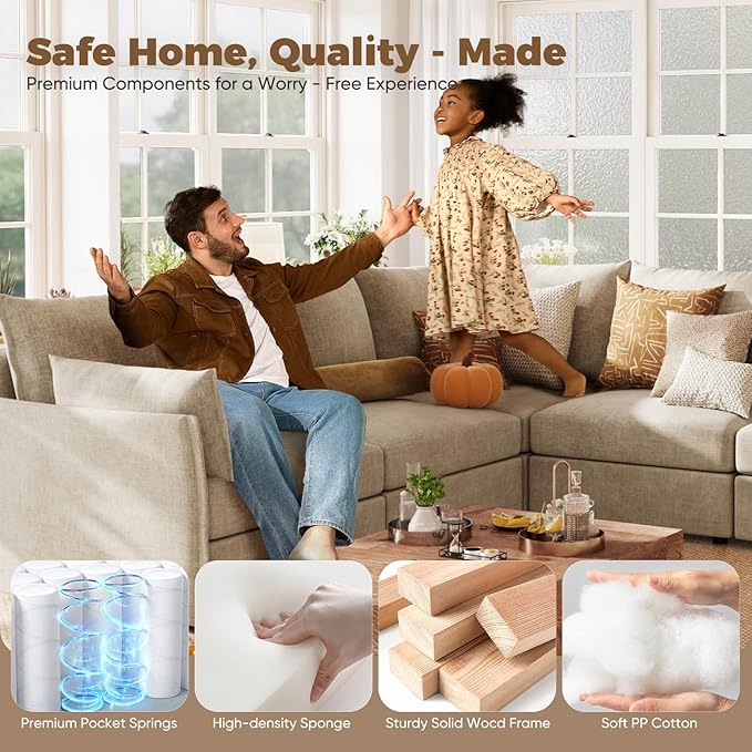 ABCASA 134.6" Oversized Modular Sectional Sofa, 6 Seater U Shaped Couch - Image 8