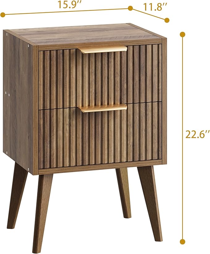 YAUKOMEL Mid Century Modern Nightstand, Small Bedside Table - Image 3