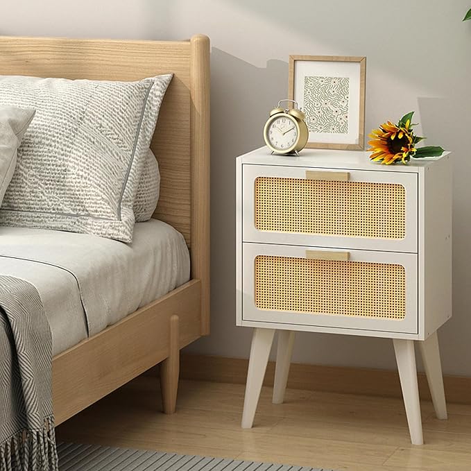 YAUKOMEL Rattan Nightstand, Wood End Table, Side Table - Image 5