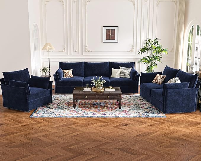 ABCASA Oversized Loveseat Sofa, Modern Modular Sectional Couch Blue Fluffy - Image 9