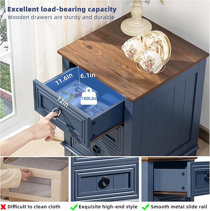Night Stand Set of 2, Farmhouse 18" End Table - Image 4