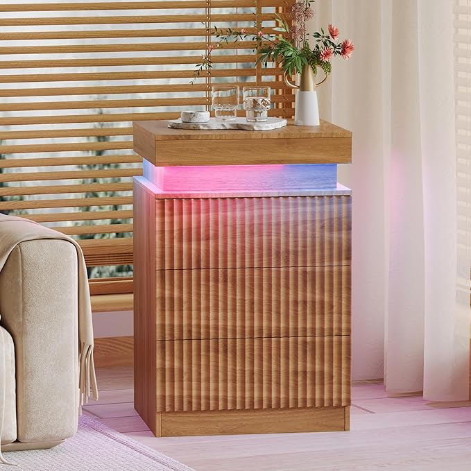 Nightstand Set of 2 for Bedroom, LED Nightstand - Image 9