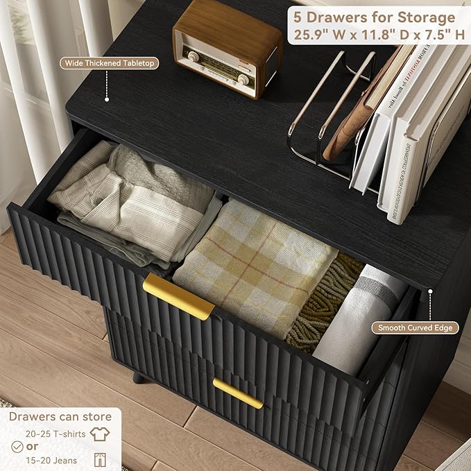 CARPETNAL Fluted 5 Drawers Dresser - Image 6