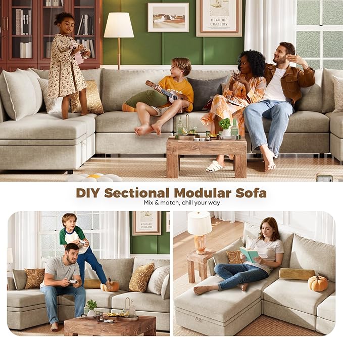 ABCASA 102.6" Modular Sectional Sofa, Oversized 3-Seater Couch - Image 8