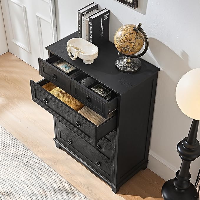 Farmhouse 6 Drawer Dresser for Bedroom Set of 2, Rustic Wood Dresser - Image 5