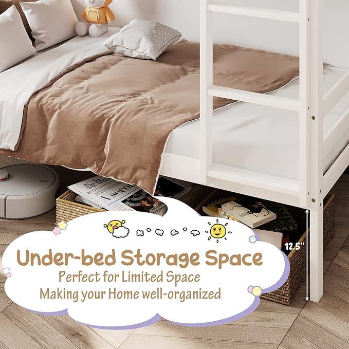 KOMFOTT Wood Bunk Bed Twin Over Twin, Bunk Bed - Image 6