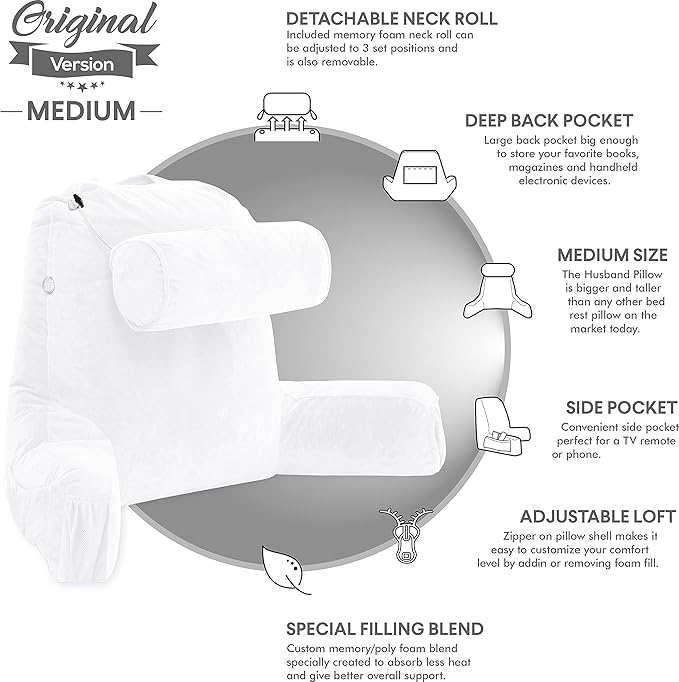Husband Pillow Medium White, Backrest - Image 5