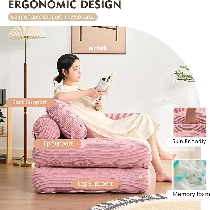 Plus Futon Sofa Bed for Small Spaces, Floor Couch - Image 6