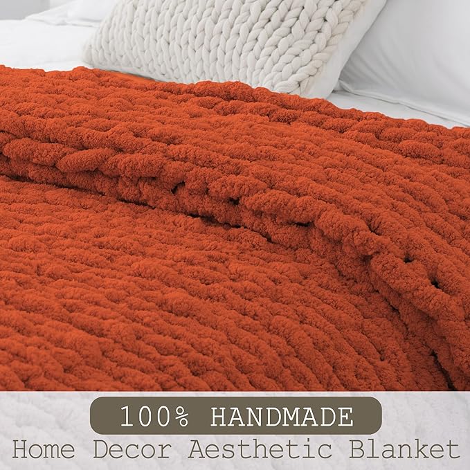 Chunky Knit Throw Blanket 60"X 80", 100% Handmade - Image 6