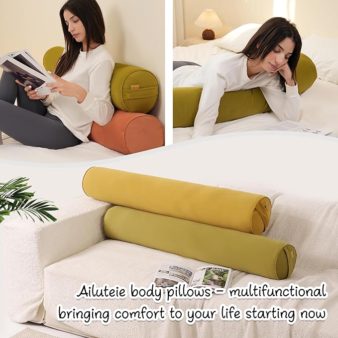 Long Round Body Pillow for Adults – Bolster Pillow for Bed, Cervical Roll Pillow - Image 7