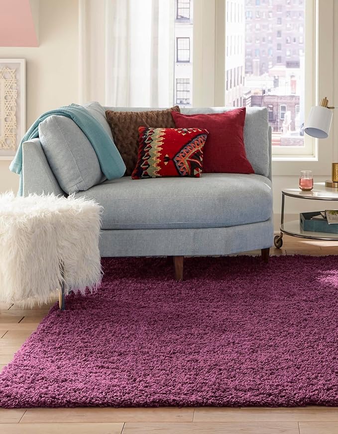 Unique Loom Solid Shag Collection Area Rug - Image 2