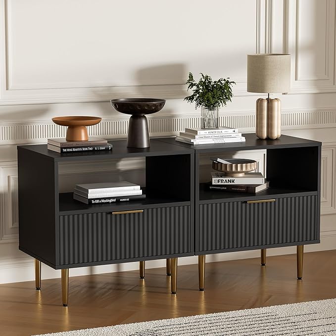 Nightstand with Drawer, End Table with Storage, Bed Side Table with Open Space - Image 6