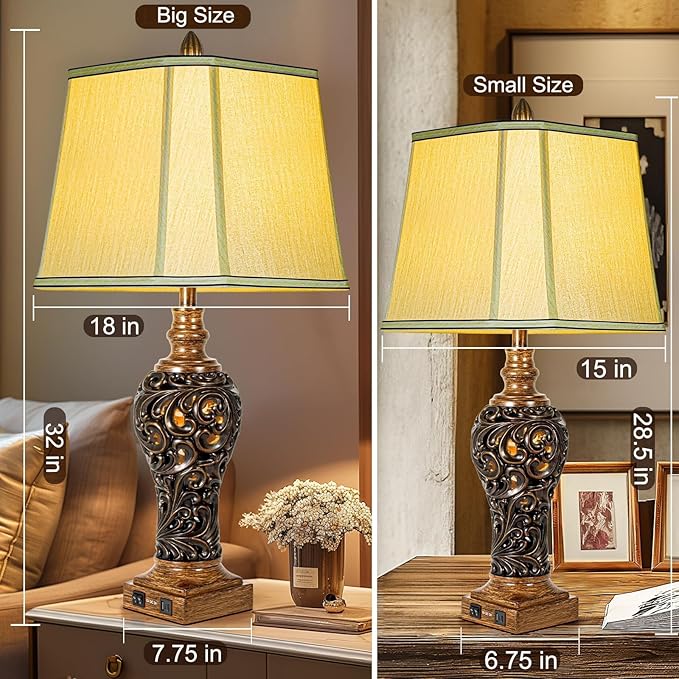 32'' Tall Rustic Vintage Table Lamps Set of 2 - Image 4