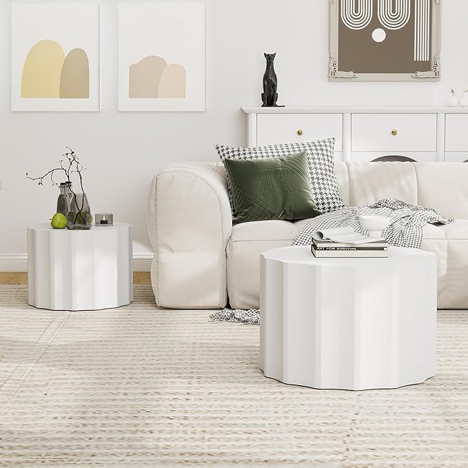 Nesting Coffee Table Set of 2, Round Coffee Tables, Space-Saving Modern Circle - Image 7
