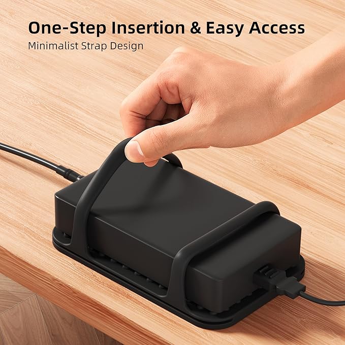 ELETIUO Universal Silicone Laptop Charger Holder, Under Desk Power Brick Mount - Image 4